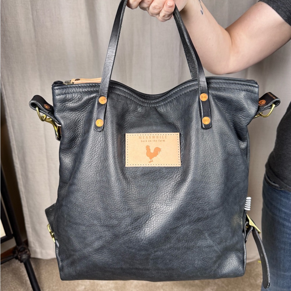 Meanwhile Back On The Farm Harness Black Leather Convertible Backpack